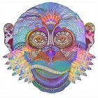 Colorful Monkey Face Illustration with Intricate Patterns