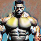 Colorful Comic Style Illustration of Muscular Man