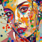 Colorful digital artwork: Woman's face with intricate patterns