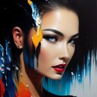 Vibrant digital art portrait with colorful patterns and dots