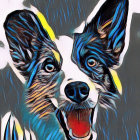 Colorful Abstract Artwork: Neon Dog with Abstract Patterns