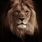 Majestic lion with tribal markings on dark background