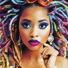 Vibrant Abstract Portrait of Woman with Colorful Makeup