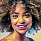 Colorful Abstract Portrait of Smiling Woman