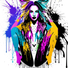 Colorful Stylized Woman with Elaborate Makeup and Patterns