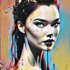 Colorful abstract makeup in vivid digital portrait