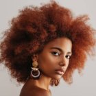 Elaborate Curly Hairstyle Woman Portrait on Neutral Background