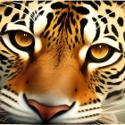 Vivid yellow-eyed tiger face in colorful digital art