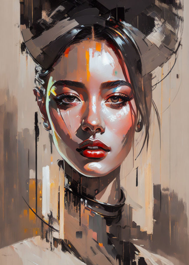 Colorful Stylized Portrait of Woman with Striking Makeup