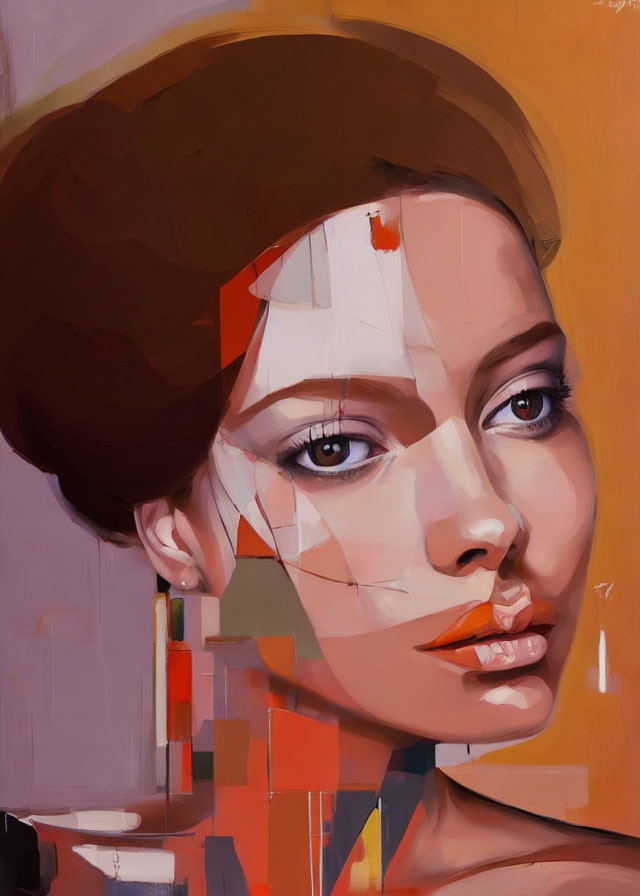 Abstract Geometric Design Overlaying Woman's Portrait