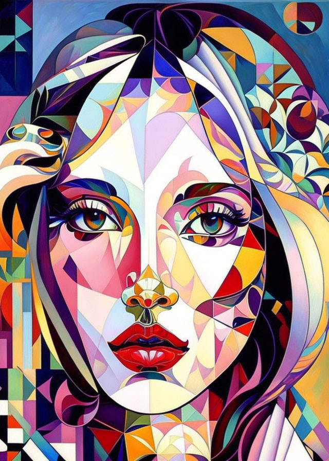 Colorful Geometric Abstract Portrait of a Woman