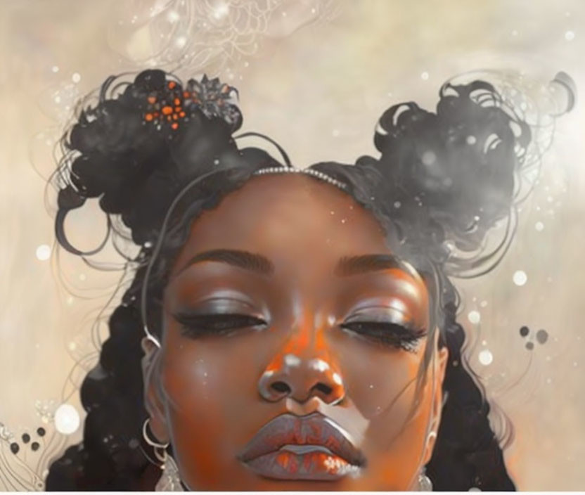 Ethereal woman illustration with warm color palette