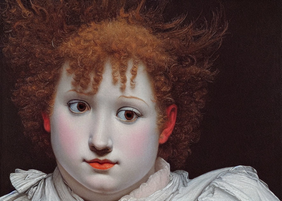 Classic Painting: Child with Curly Red Hair and Rosy Cheeks