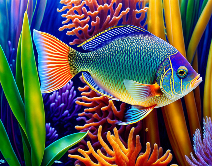 Colorful Tropical Fish Among Coral and Sea Anemones