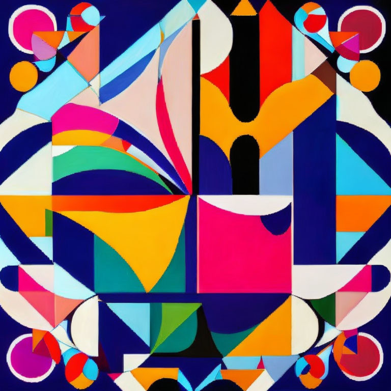 Vibrant symmetrical abstract geometric painting