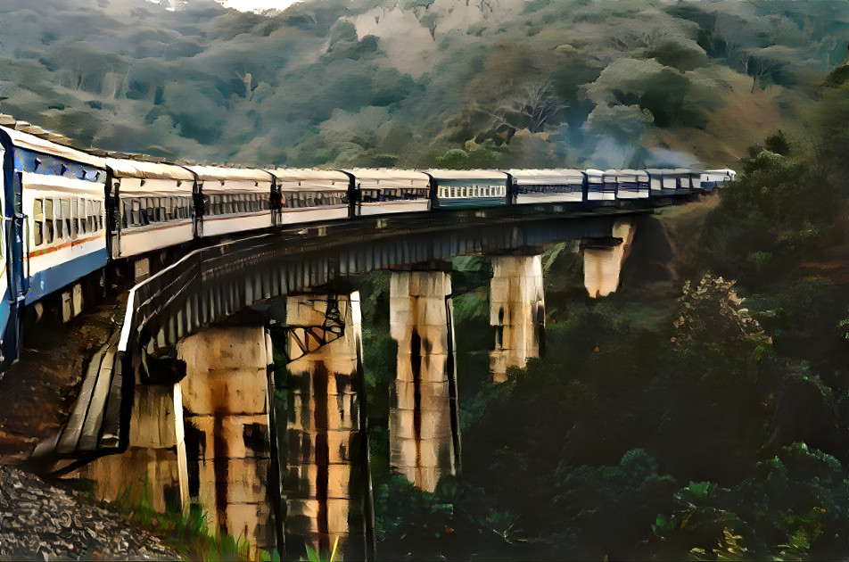 Train over a bridge