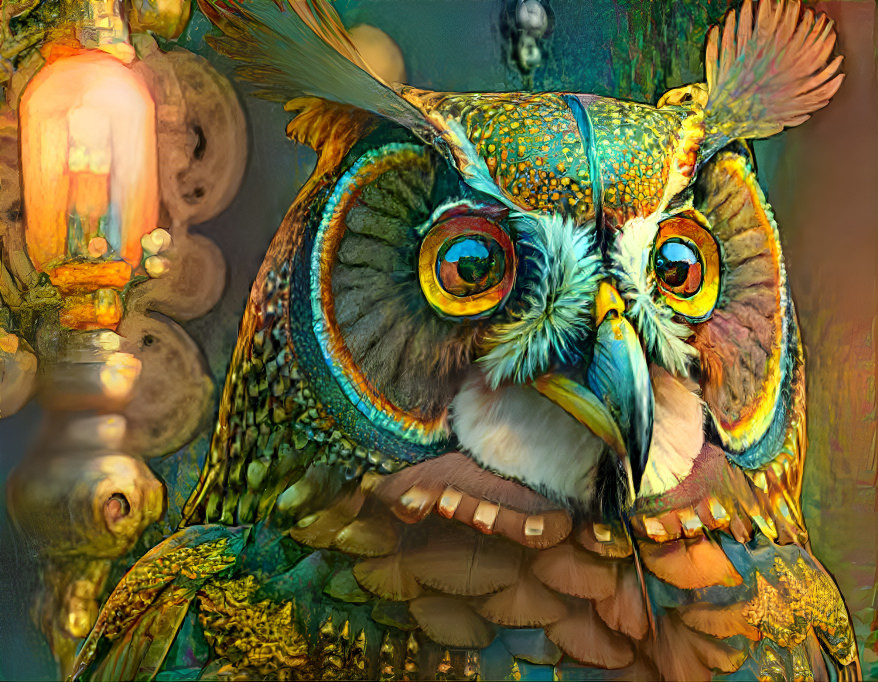 Deepdreamed Brown Owl Portrait