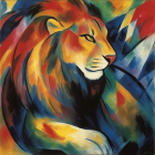 Colorful lion painting in pop art style