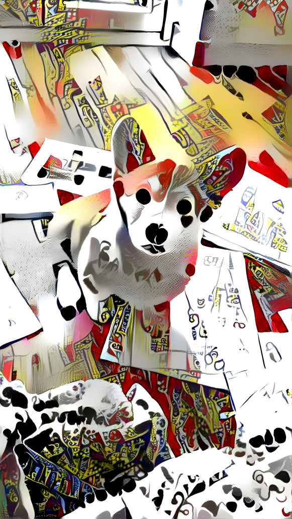 Corgi playing cards