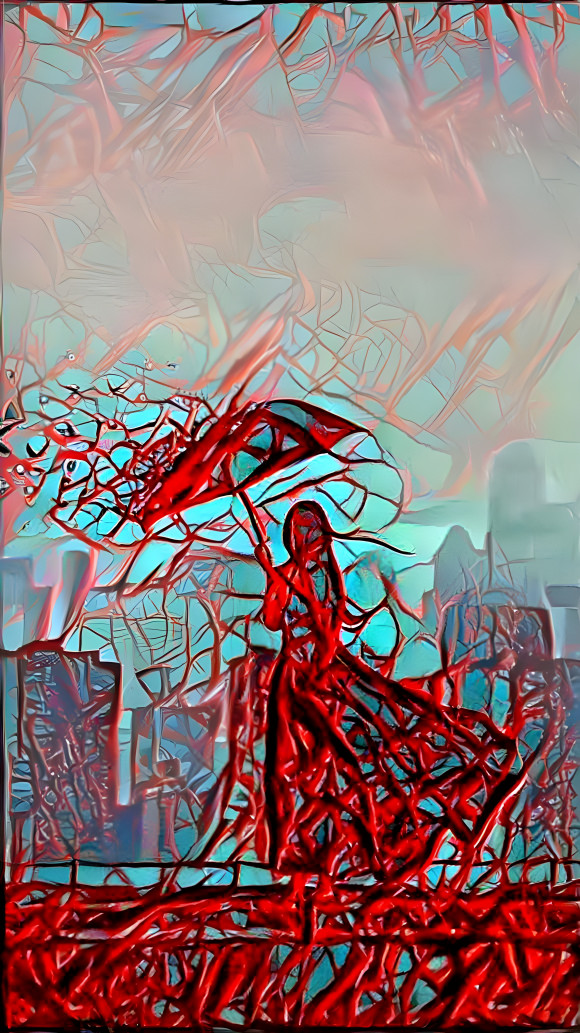 Fragmented umbrella lady