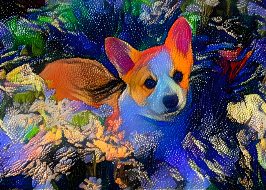 Needlepoint corgi puppy