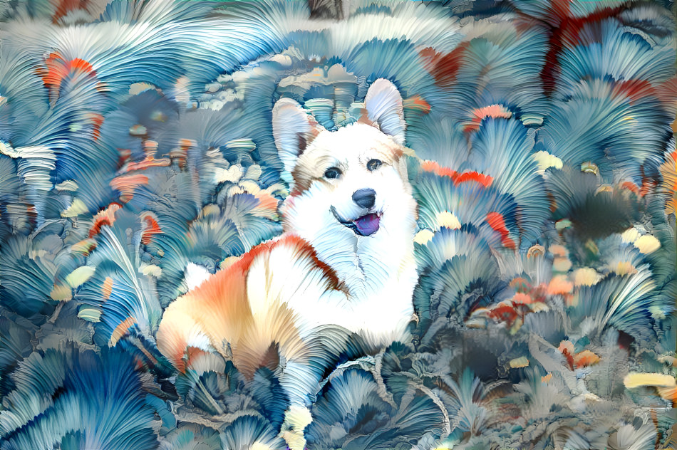 Corgi in brush strokes