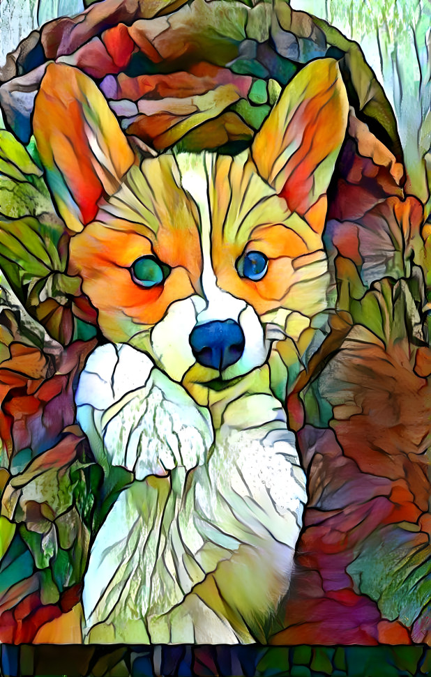 Stained Glass corgi