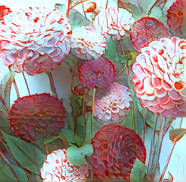 Flowers in textured paint