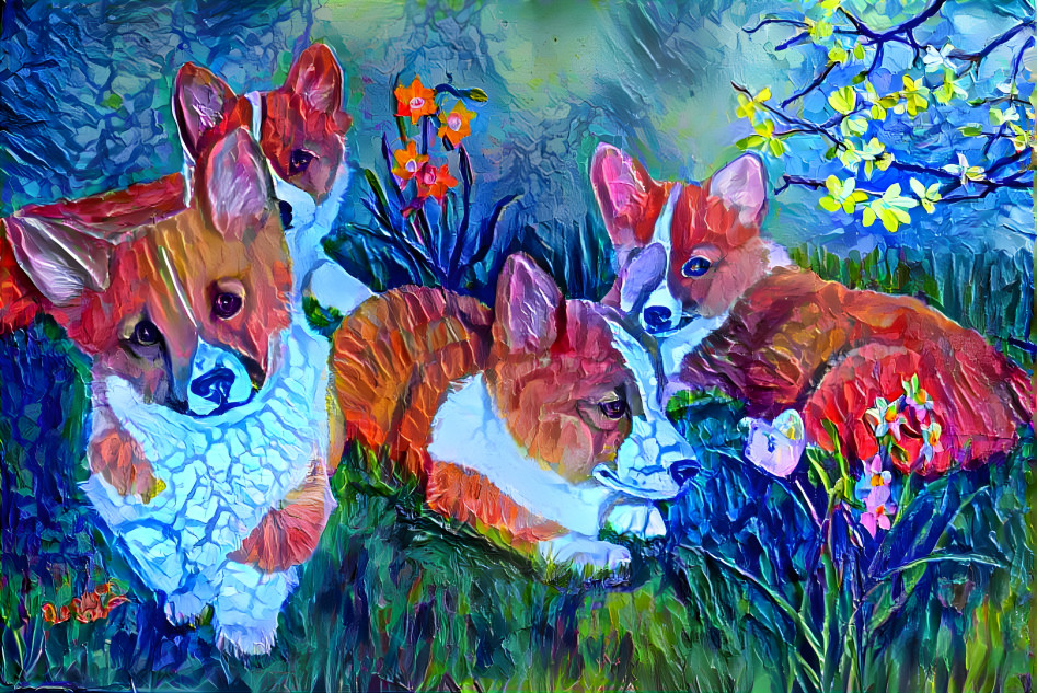 Corgi puppies in acrylic 