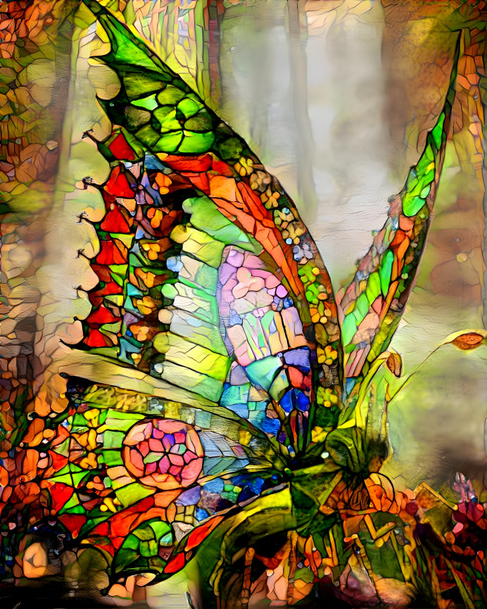 Stained glass butterfly wings