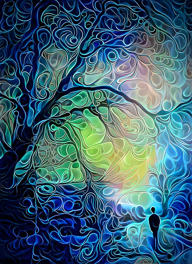 Swirly tree in teal