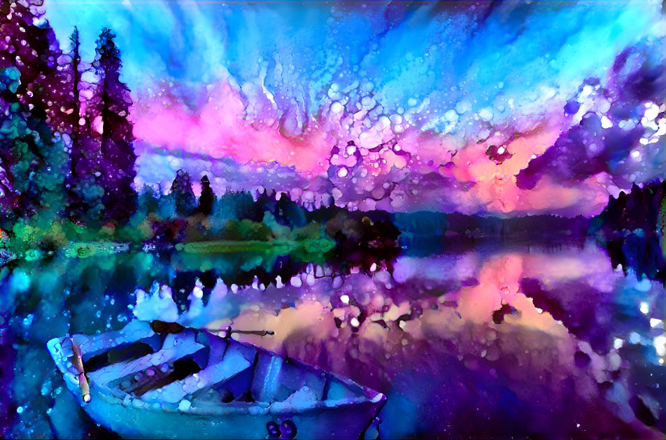 Lake watercolor style