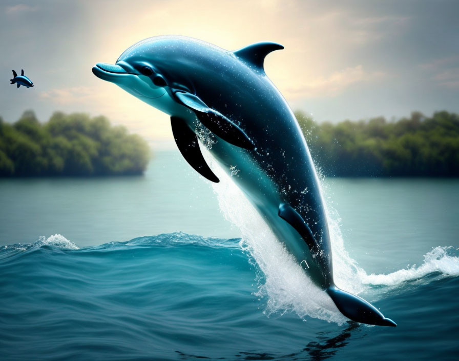 Graceful Dolphin Leaping Above Ocean Waters