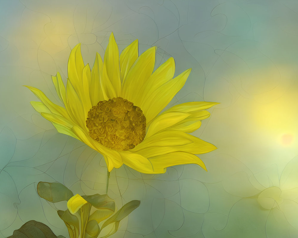 Colorful Sunflower Digital Illustration on Warm Background