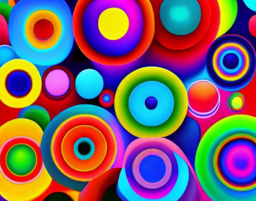 Colorful Overlapping Circles and Rings with Neon Gradient Effect