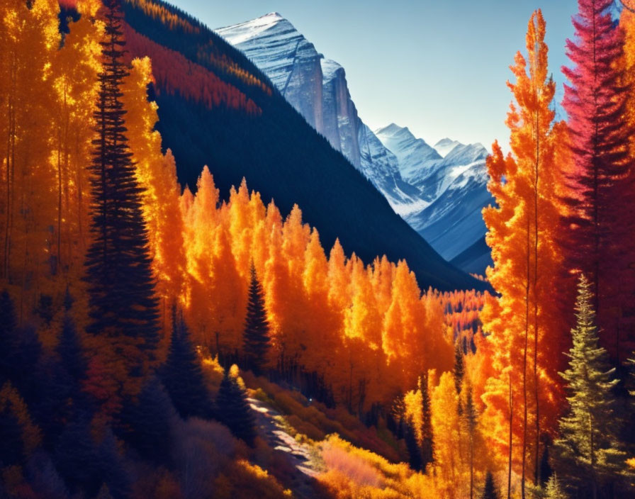 Colorful Autumn Foliage in Mountain Landscape