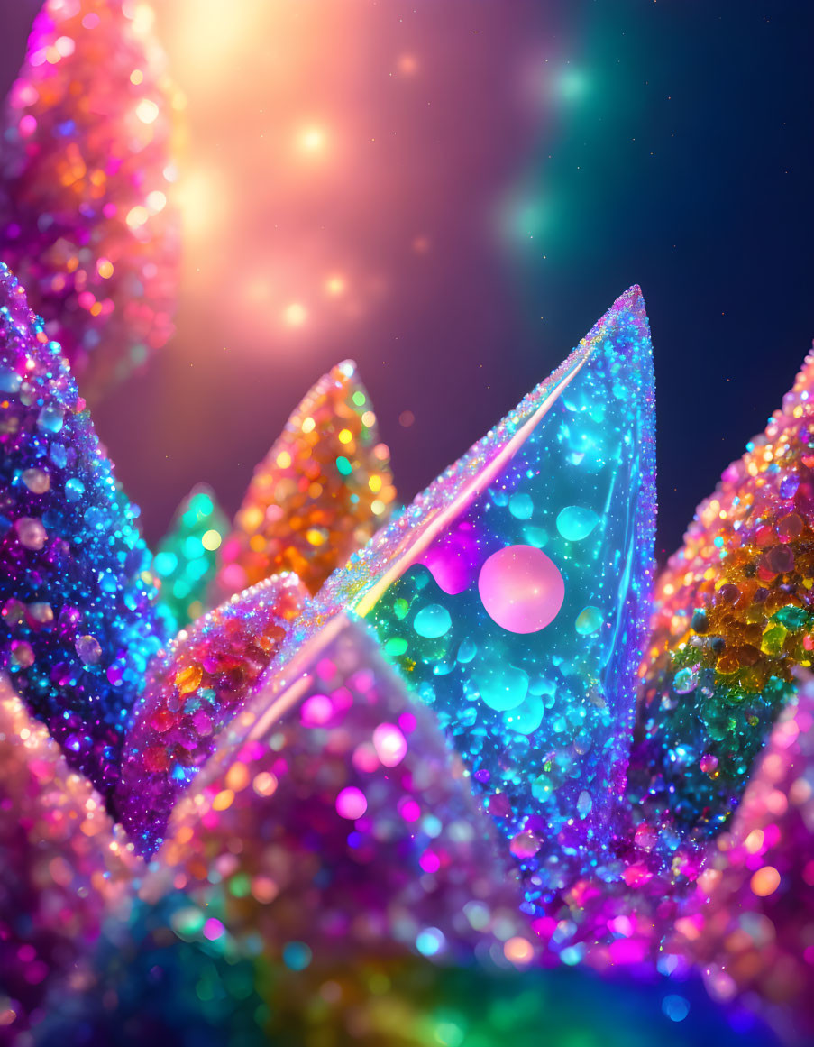 Colorful Glitter Leaves with Bokeh Light Effects