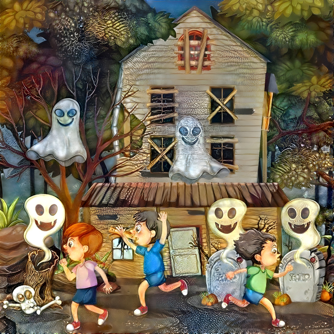 Children at the haunted house