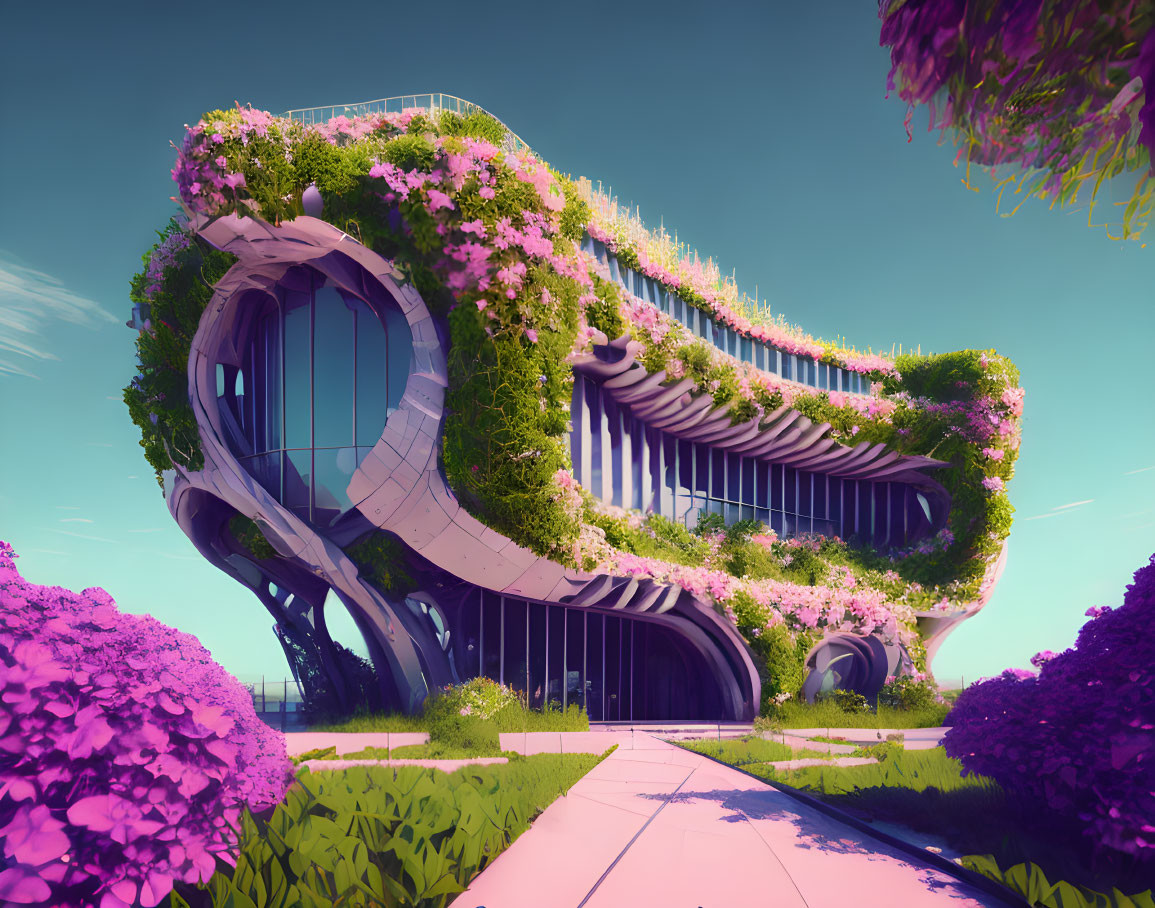 Organic Curves Eco-Friendly Building Surrounded by Greenery