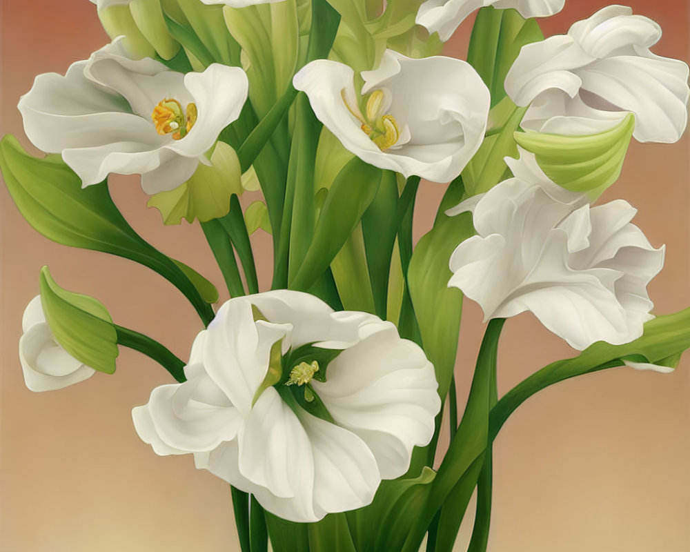 Detailed White Calla Lilies Illustration on Warm Background