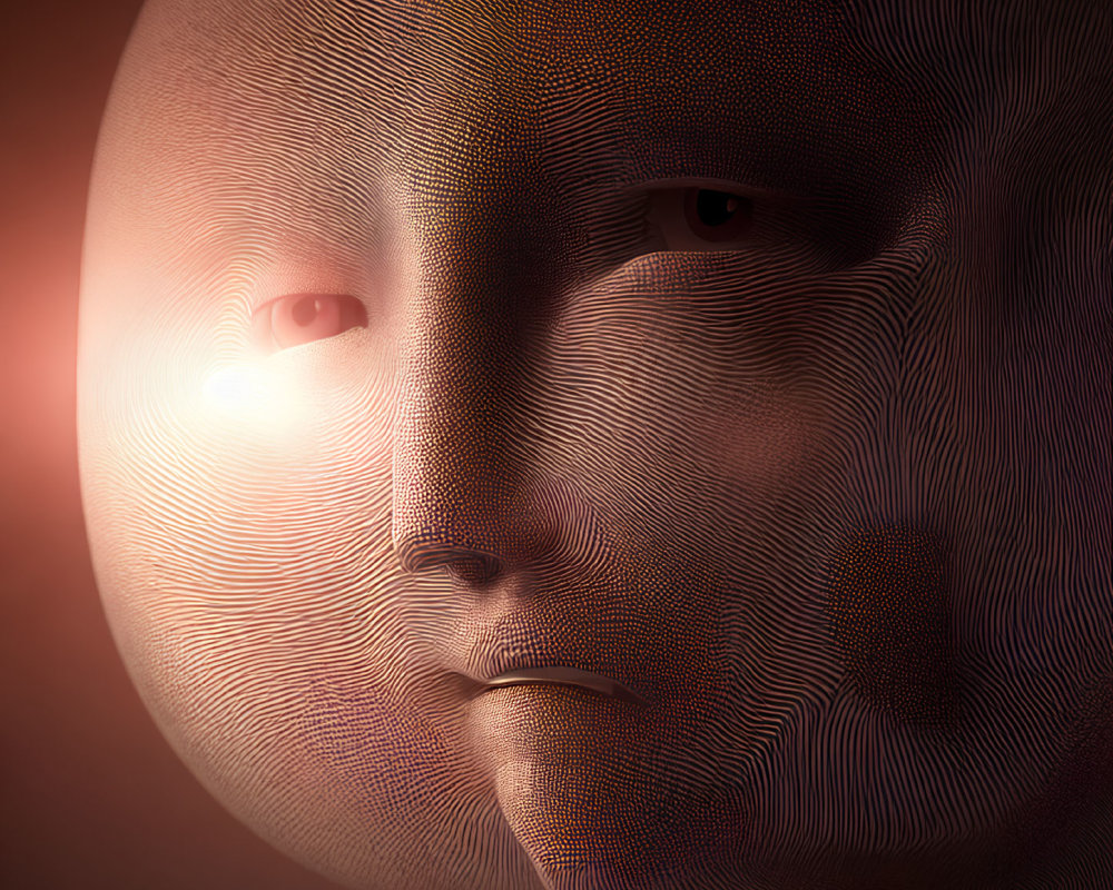 Detailed Close-Up of Textured 3D-Rendered Face