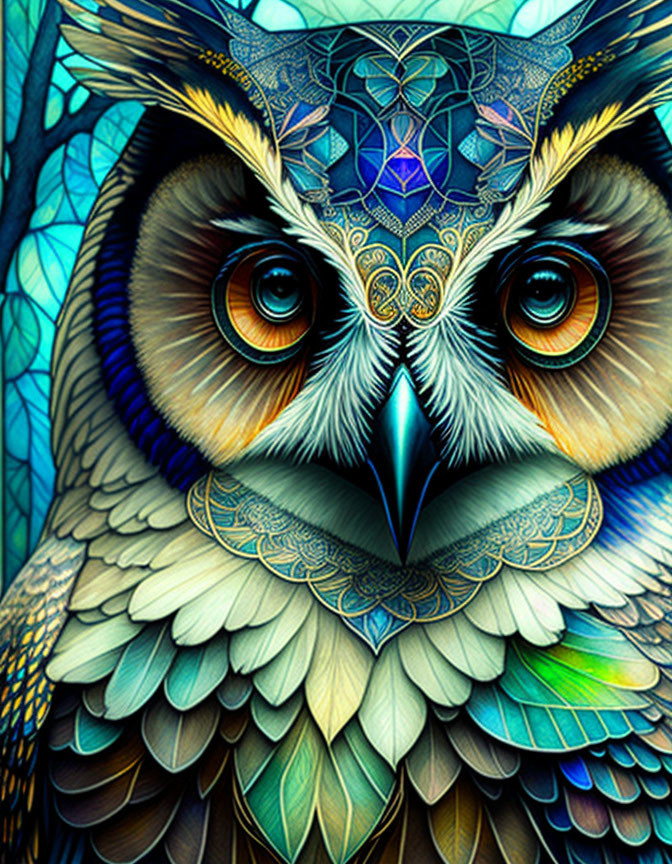 Colorful Owl Artwork Featuring Geometric Patterns