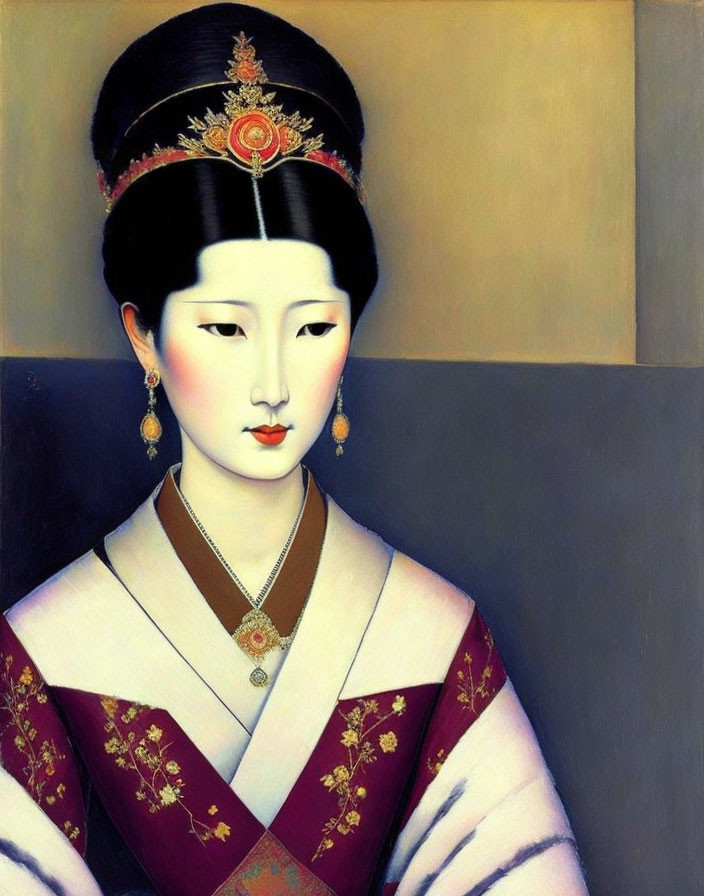 Portrait of Woman in Traditional East Asian Royal Attire