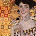 Colorful portrait of a woman with intricate patterns in Klimt-inspired style