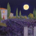 Full Moon Shines on Countryside Villa and Vineyards