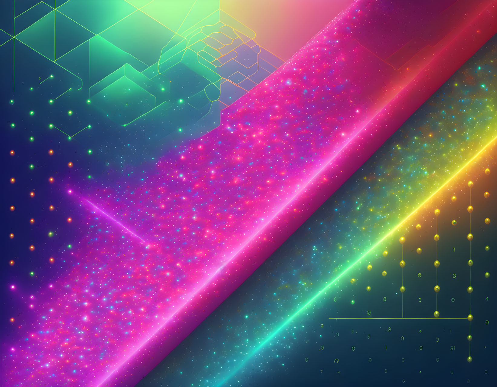 Colorful Abstract Background with Neon Colors and Geometric Shapes