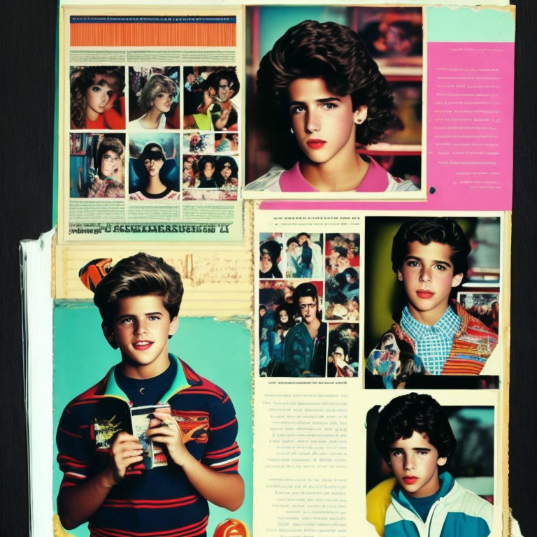 1980s Fashion Collage with Central Young Person and Magazine Clippings