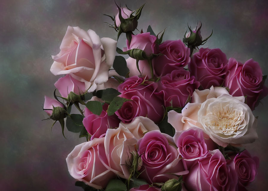 Delicate Pink and Purple Roses on Soft Textured Background