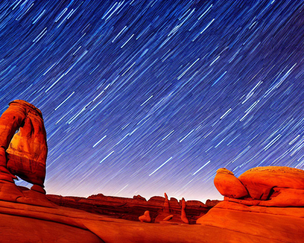 Night Sky Photo: Star Trails over Red Rock Formations