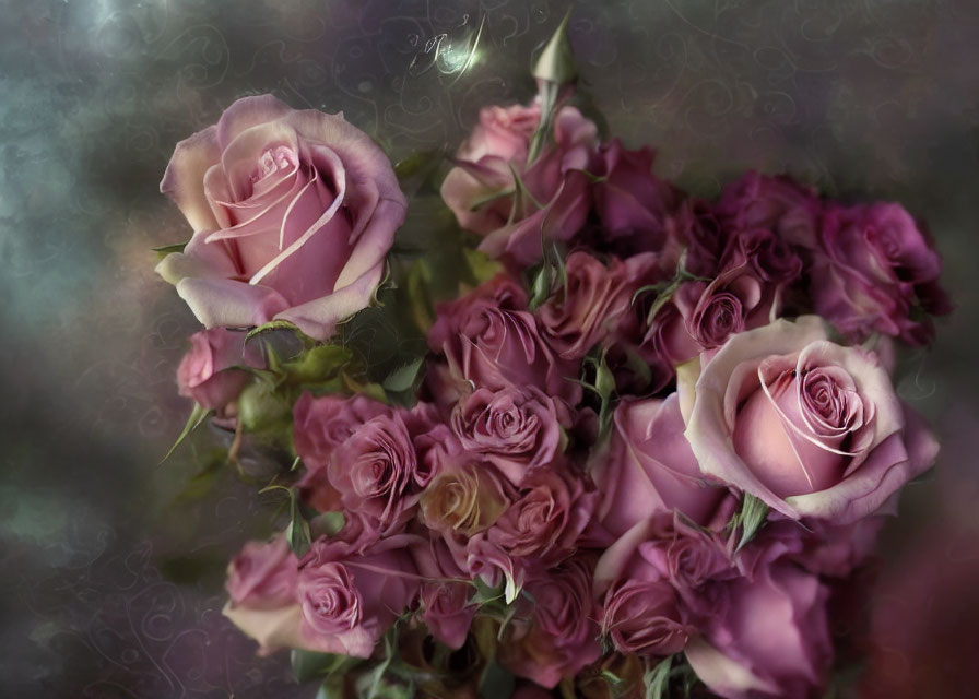 Delicate Purple Roses on Soft Patterned Background